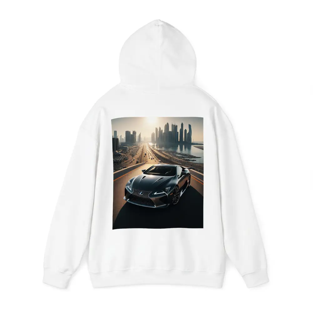 Lexus LC Dubai Skyline Sunset Drive – Hoodies
