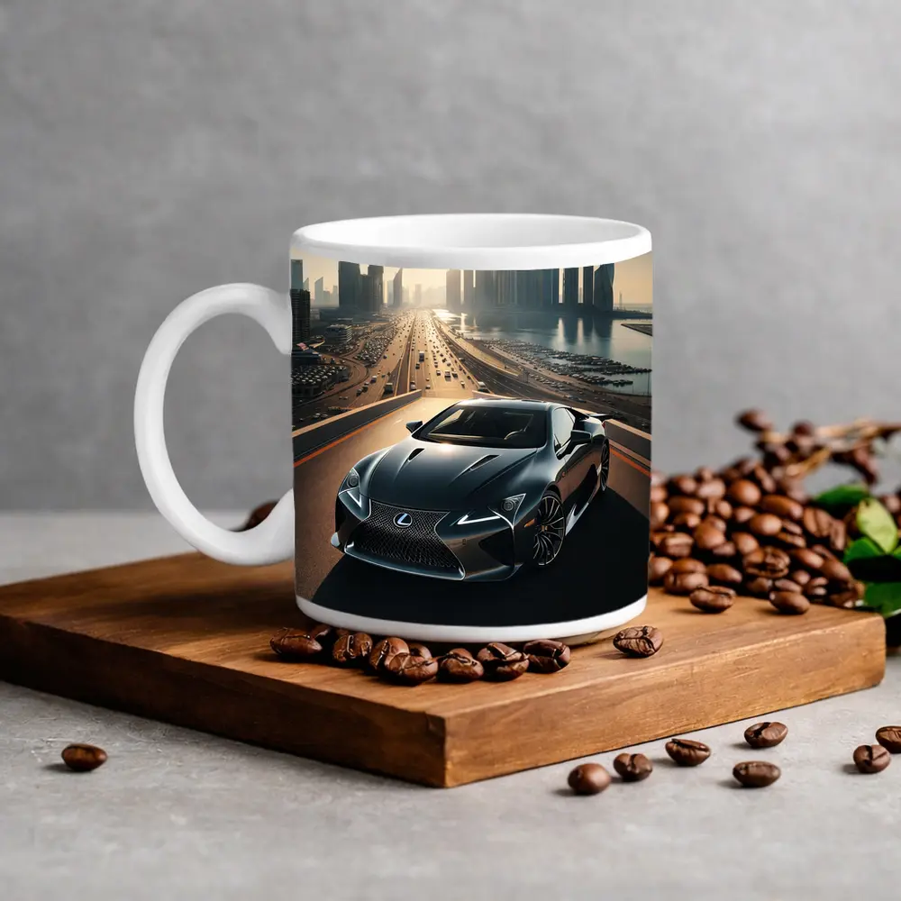 Lexus LC Dubai Skyline Sunset Drive – Mugs