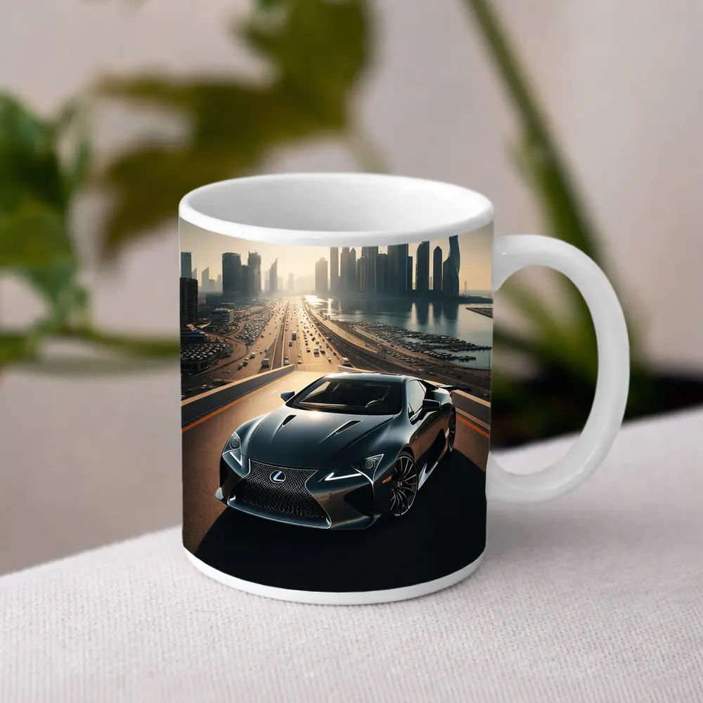 Lexus LC Dubai Skyline Sunset Drive – Mugs