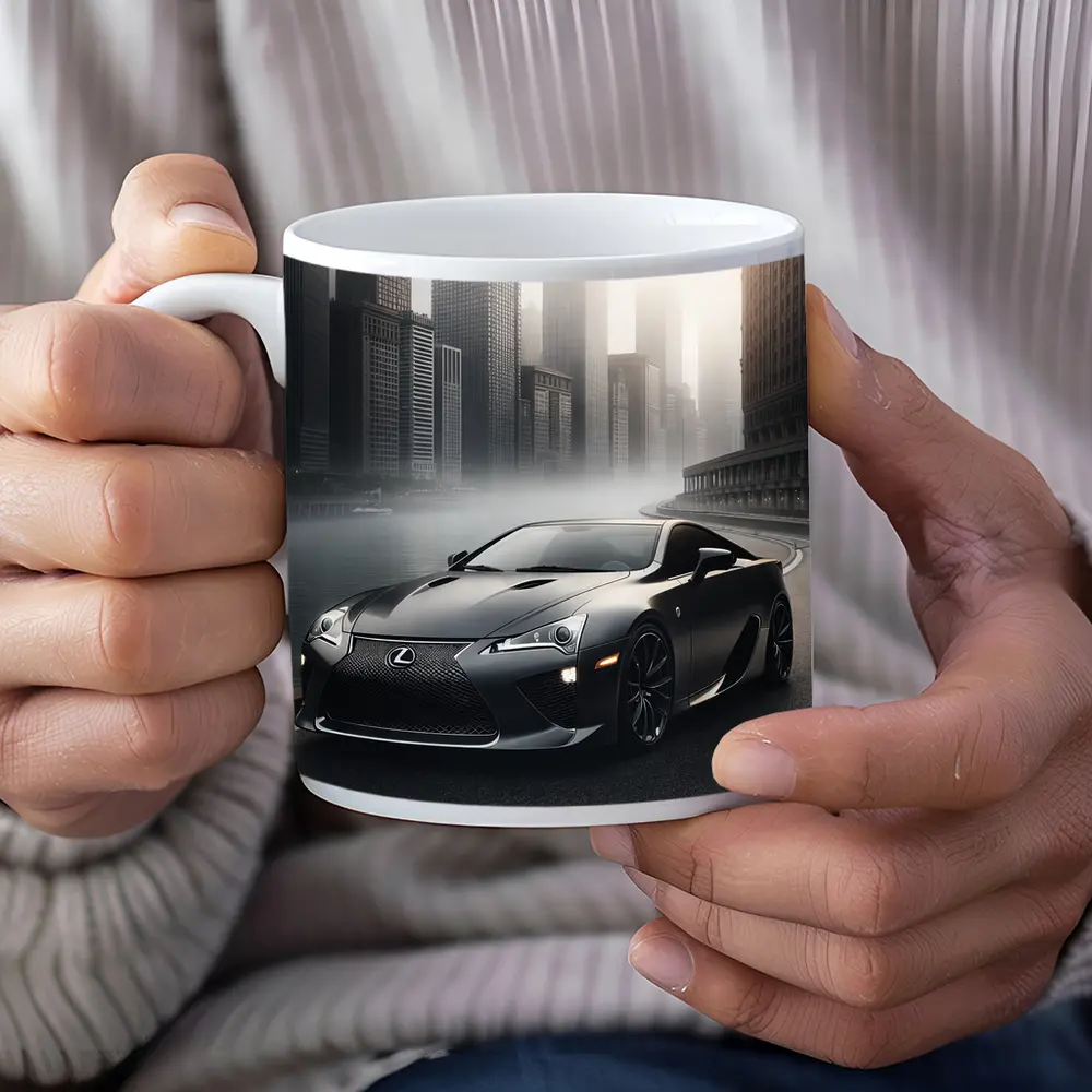 Lexus LFA Matte Black Foggy City Street – Mugs