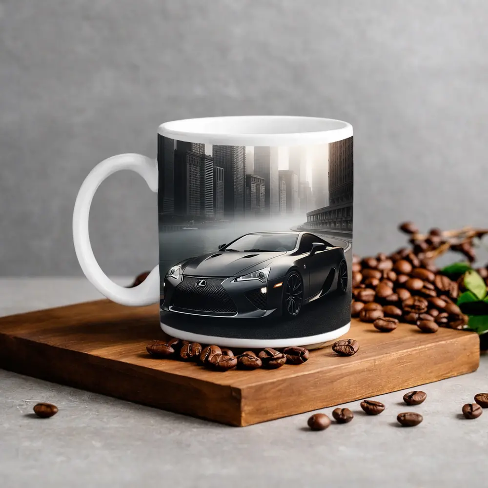 Lexus LFA Matte Black Foggy City Street – Mugs