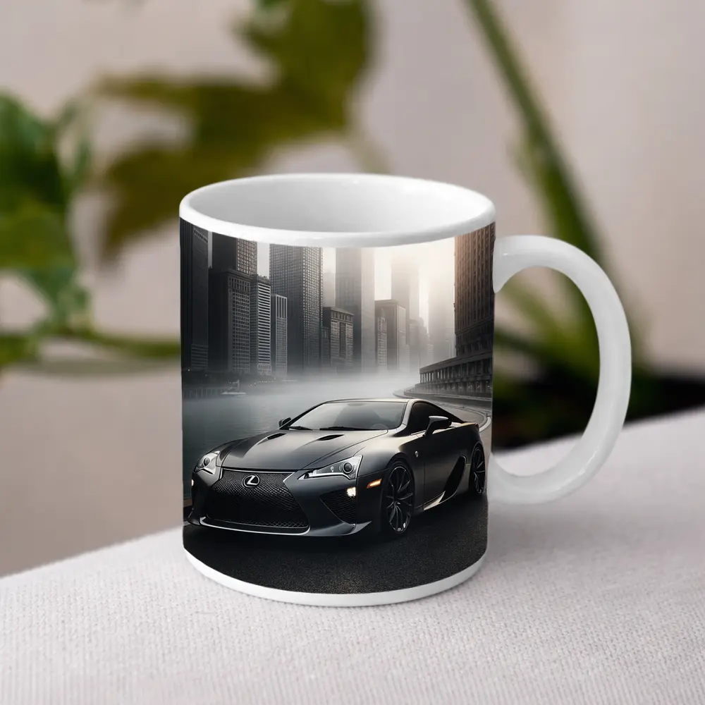 Lexus LFA Matte Black Foggy City Street – Mugs