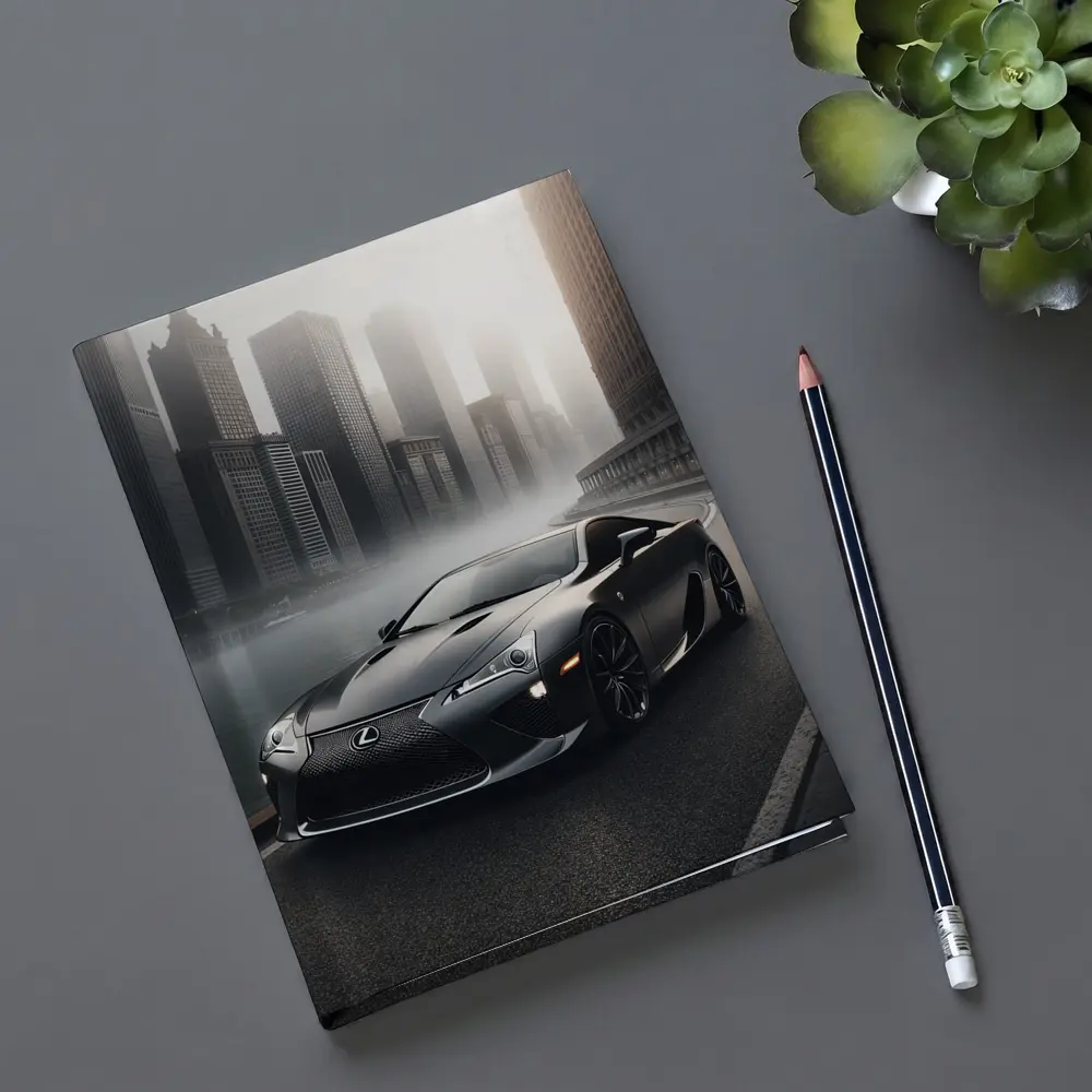 Lexus LFA Matte Black Foggy City Street – Notebooks