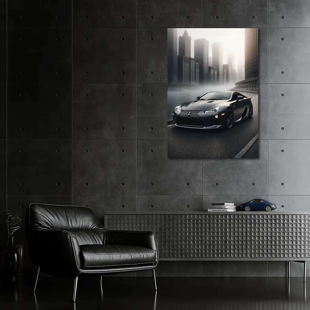 Lexus LFA Matte Black Foggy City Street – Wall Art