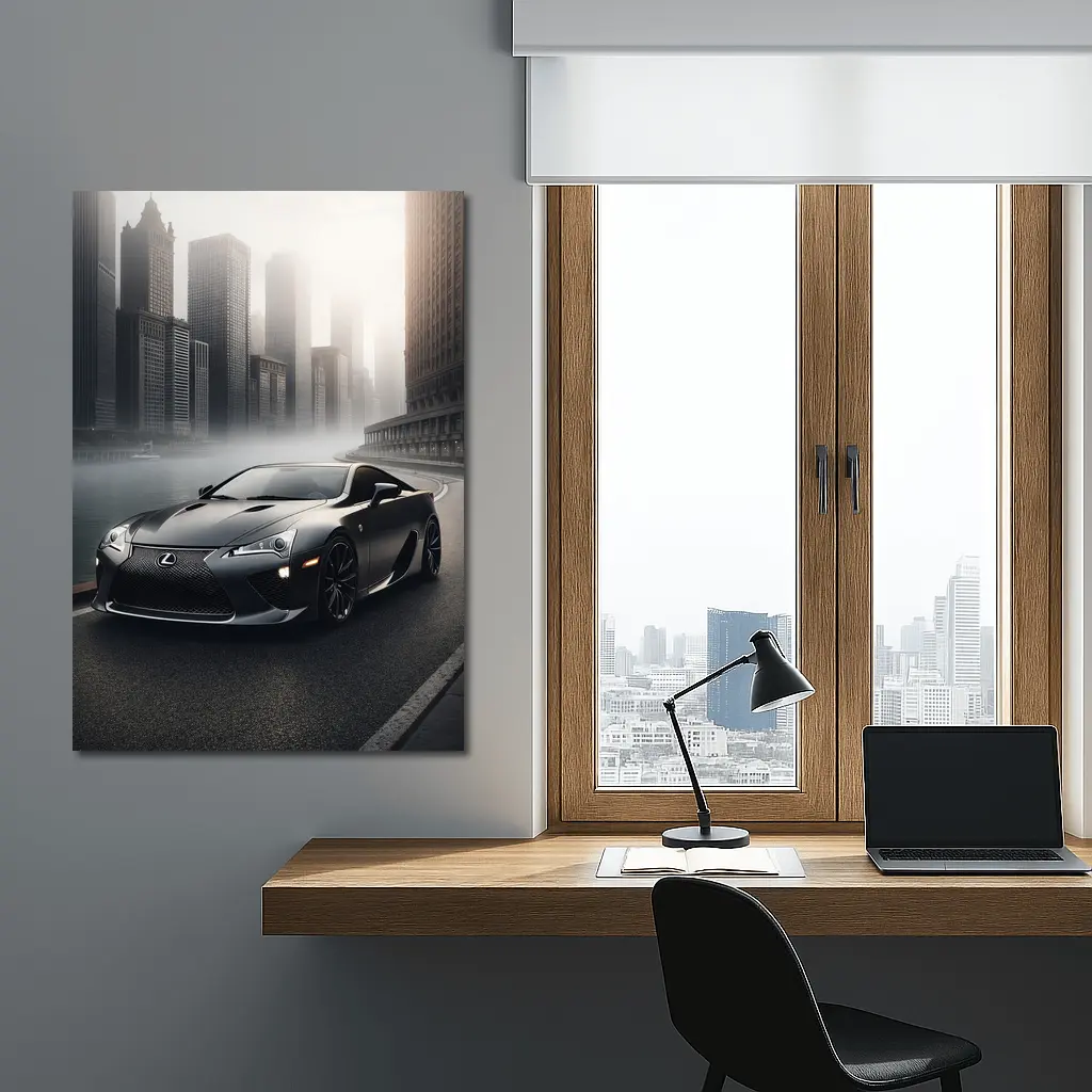 Lexus LFA Matte Black Foggy City Street – Wall Art