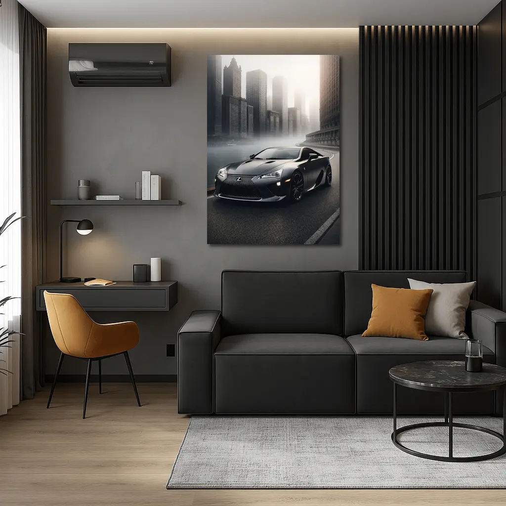 Lexus LFA Matte Black Foggy City Street – Wall Art