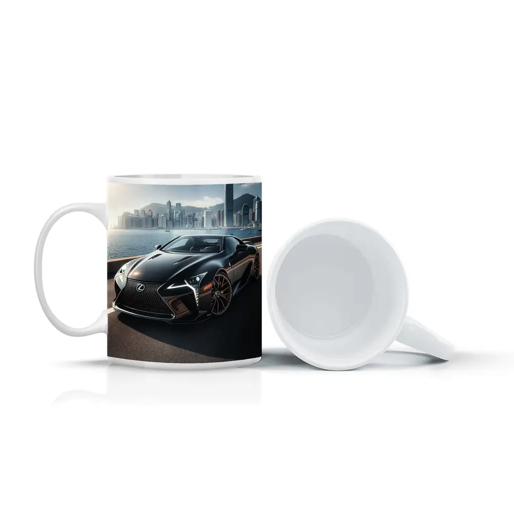 Lexus LC Black City Skyline Background – Mugs