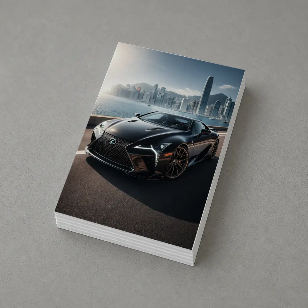 Lexus LC Black City Skyline Background – Postcards