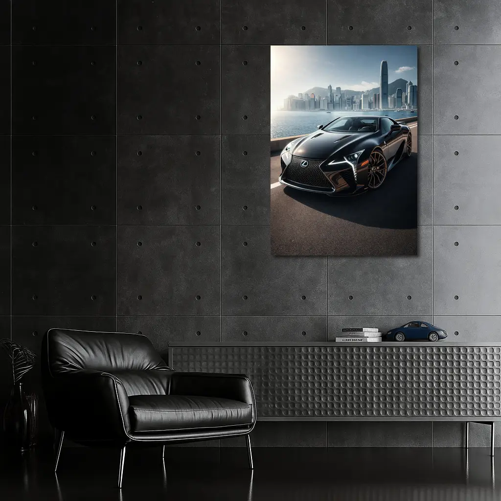 Lexus LC Black City Skyline Background – Wall Art