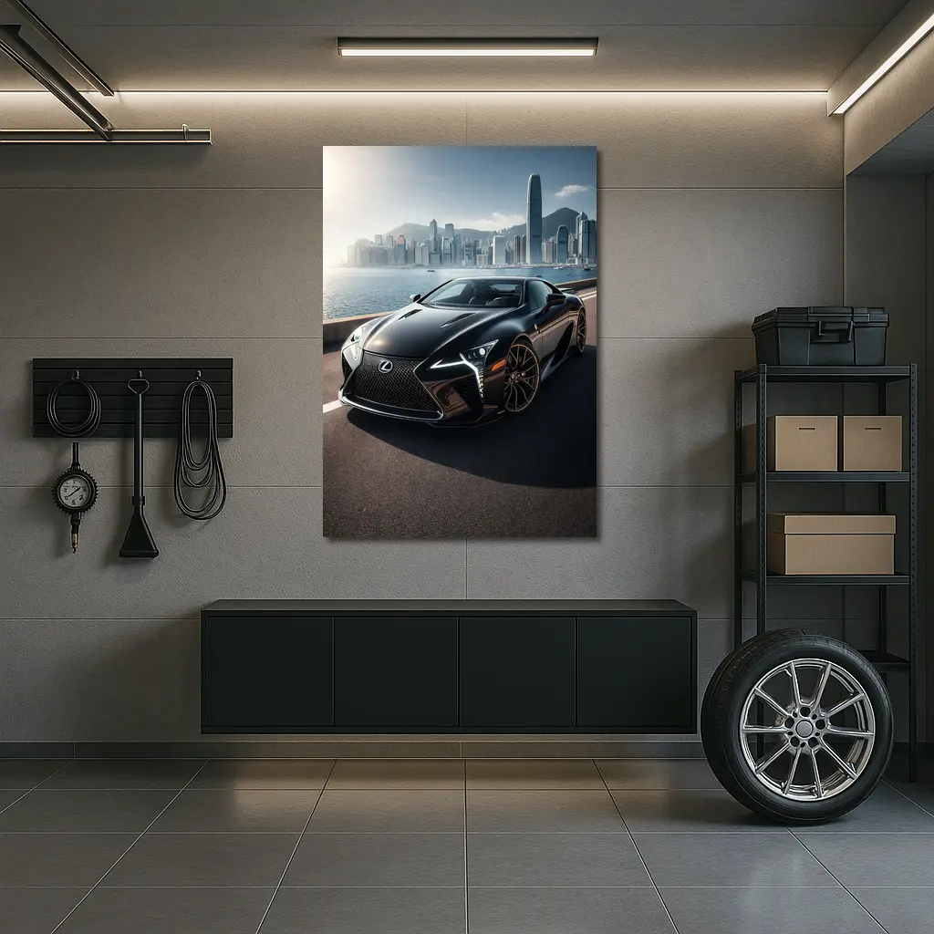 Lexus LC Black City Skyline Background – Wall Art
