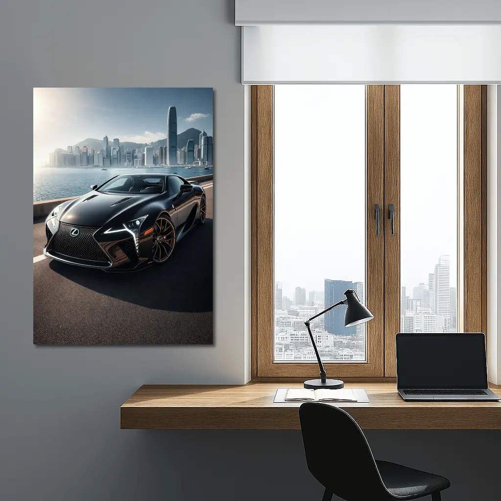 Lexus LC Black City Skyline Background – Wall Art