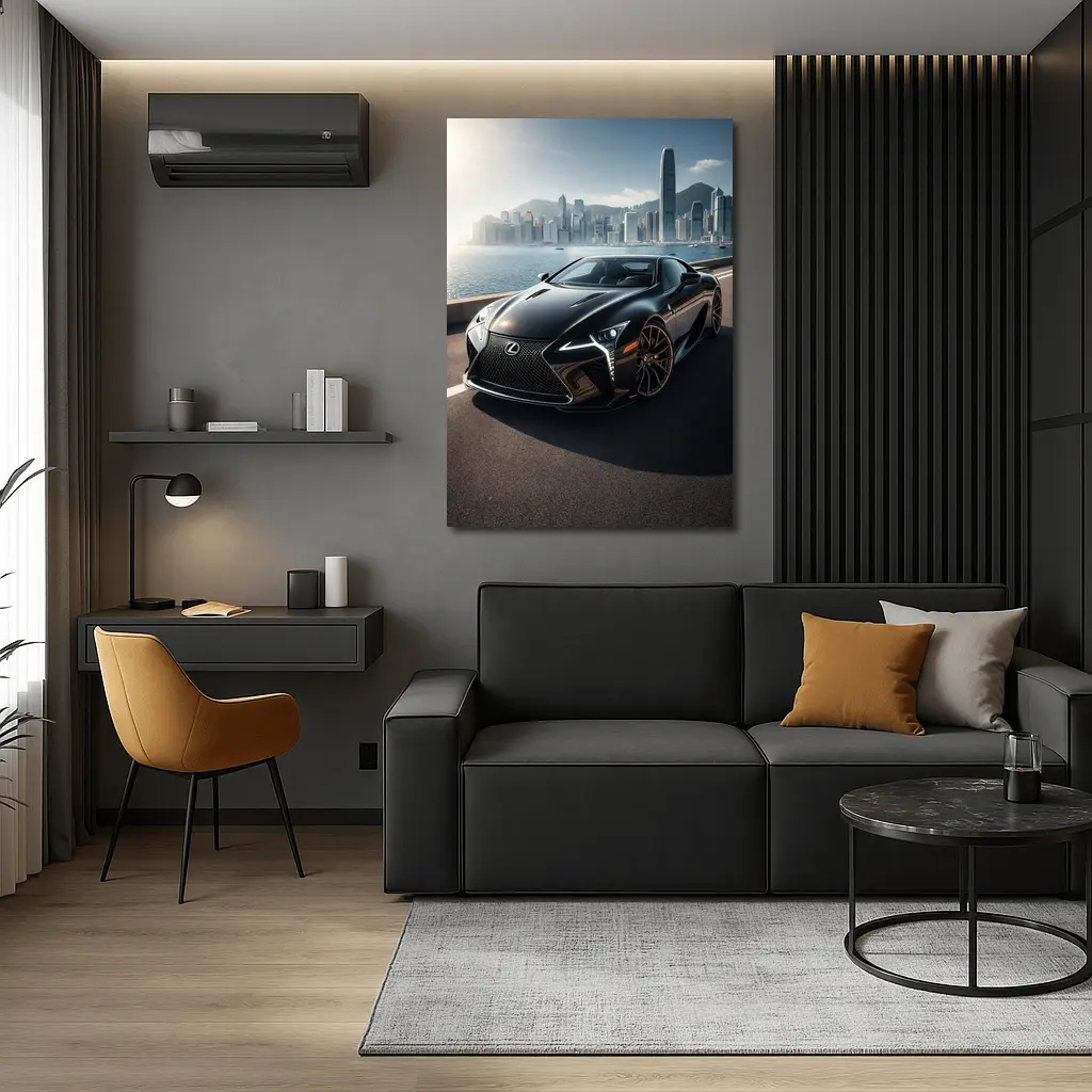 Lexus LC Black City Skyline Background – Wall Art