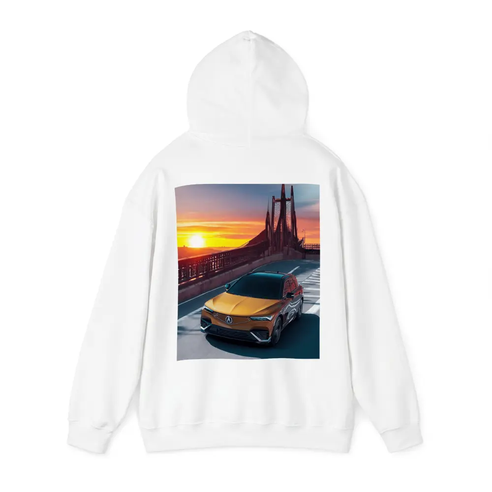 Acura MDX Driving Bridge at Sunset – Hoodies