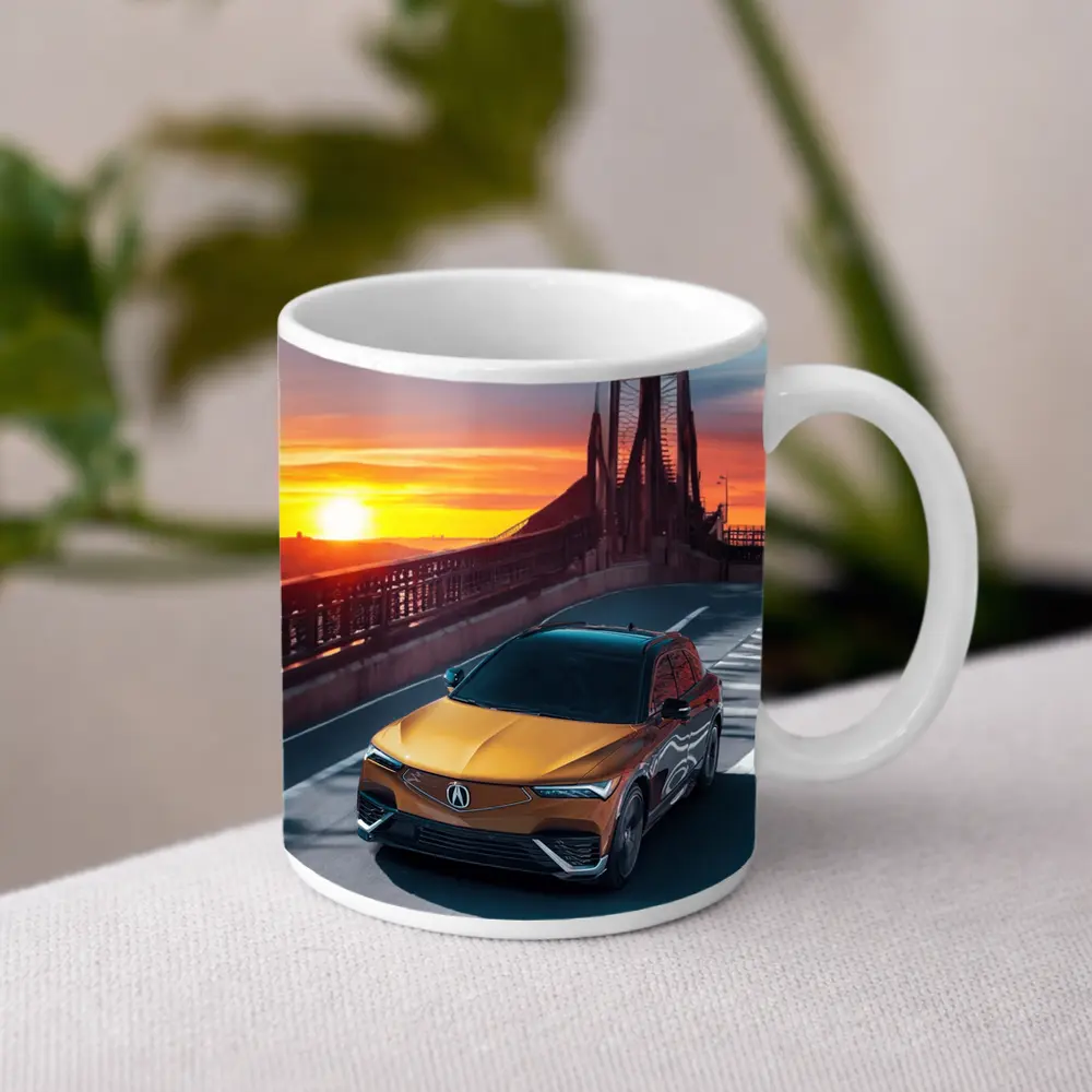 Acura MDX Driving Bridge at Sunset – Mugs