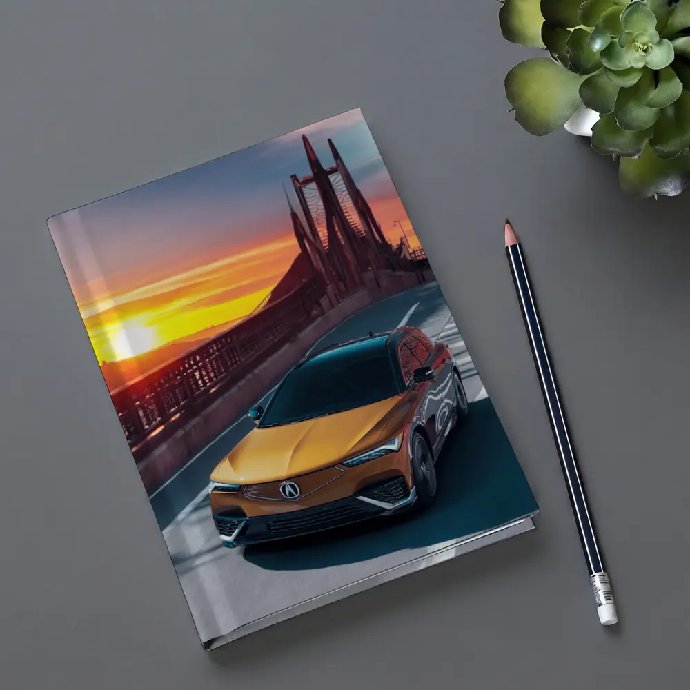 Acura MDX Driving Bridge at Sunset – Notebooks