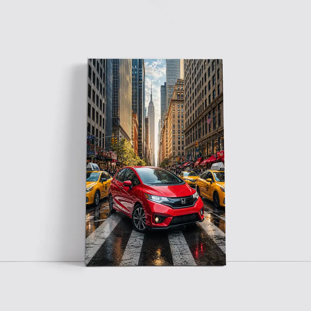 Honda Fit Red Car New York City – Wall Art