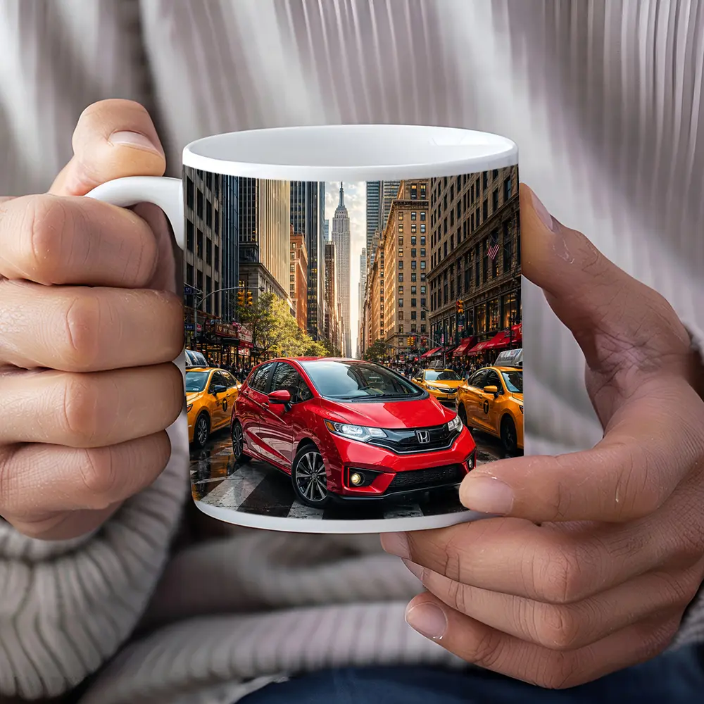 Honda Fit Red Car New York City – Mugs