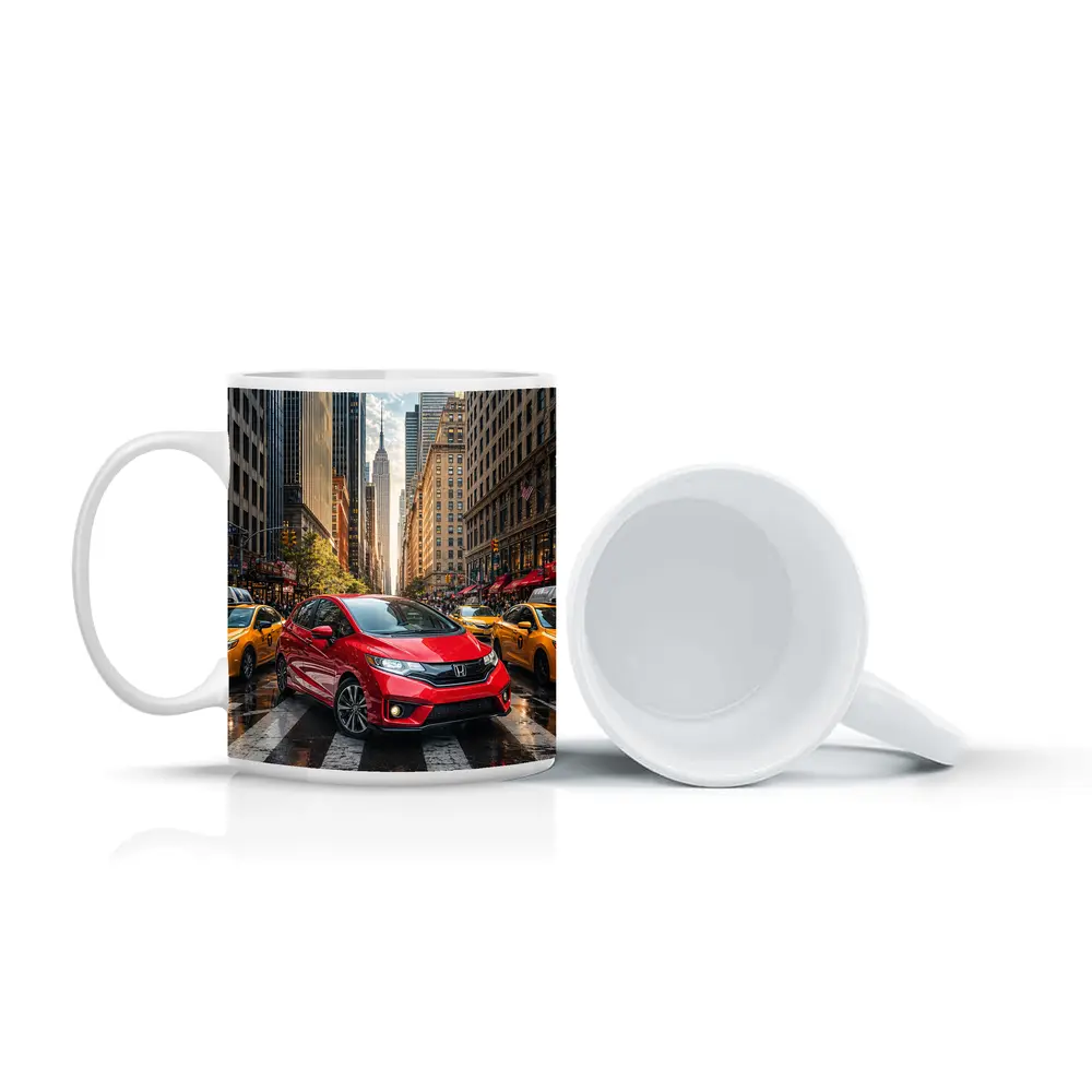 Honda Fit Red Car New York City – Mugs