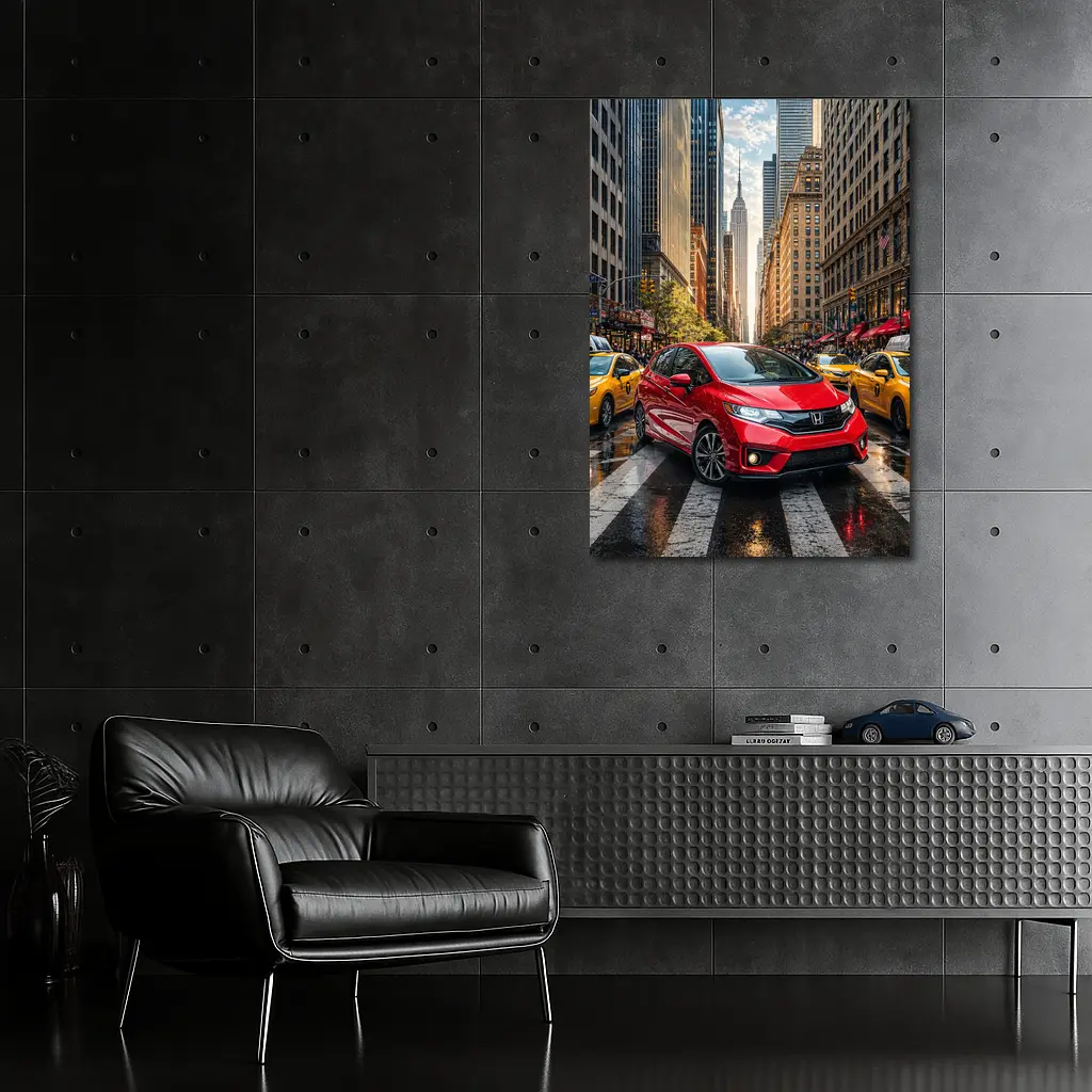 Honda Fit Red Car New York City – Wall Art