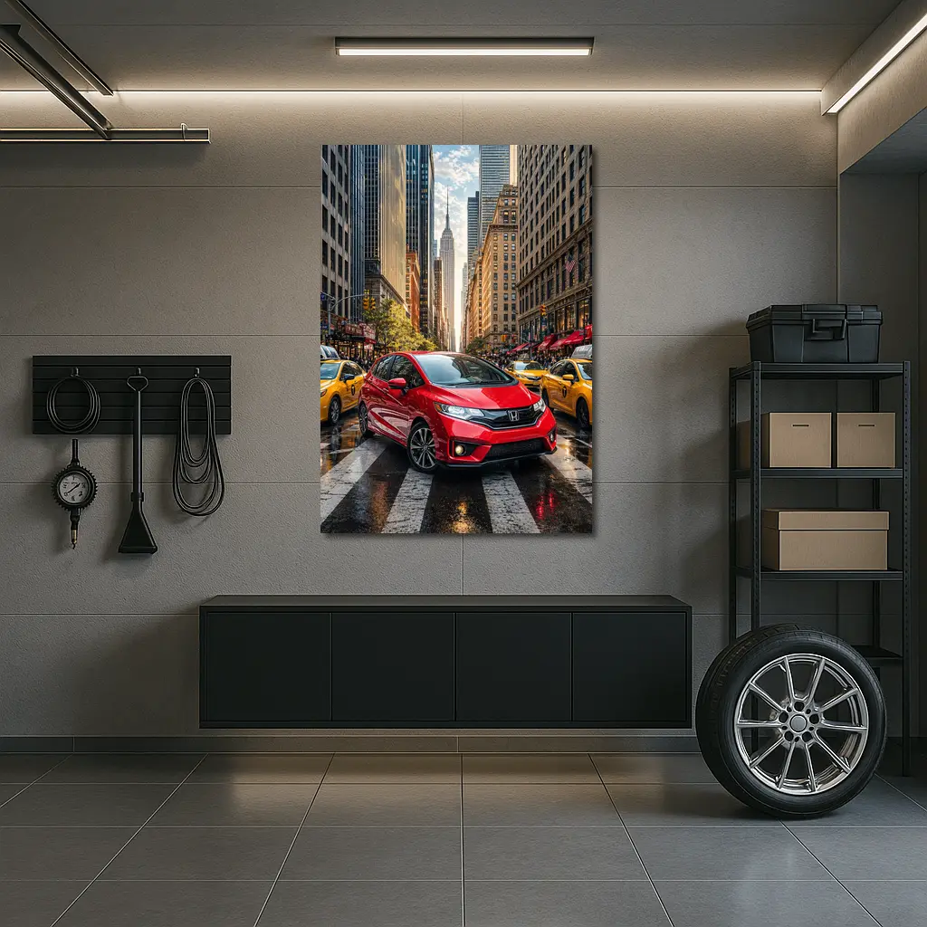 Honda Fit Red Car New York City – Wall Art