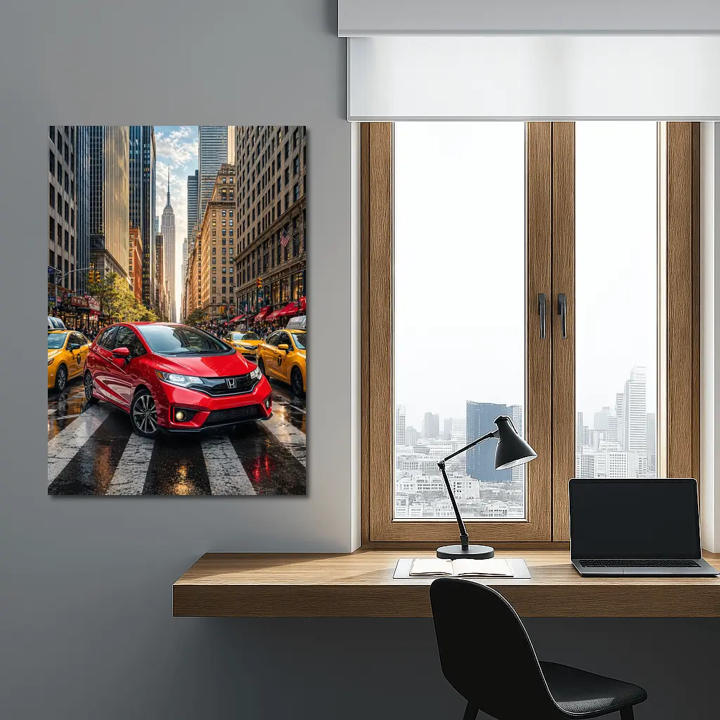 Honda Fit Red Car New York City – Wall Art