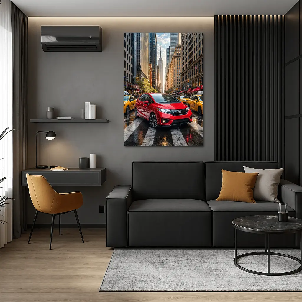 Honda Fit Red Car New York City – Wall Art
