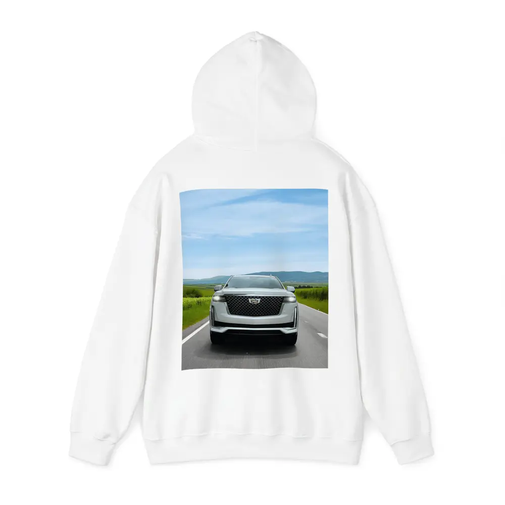 Cadillac Escalade White SUV Open Road – Hoodies