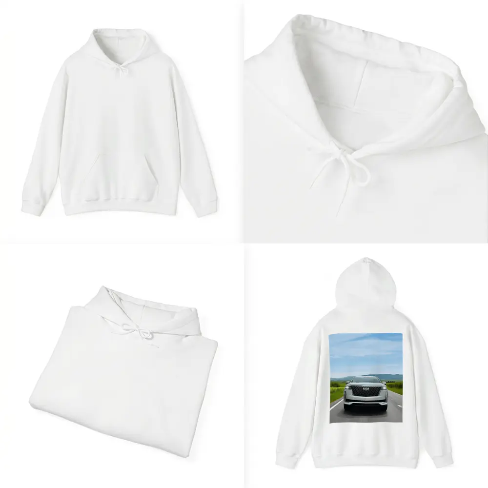 Cadillac Escalade White SUV Open Road – Hoodies