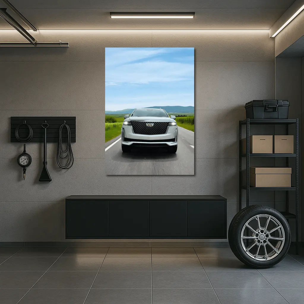 Cadillac Escalade White SUV Open Road – Wall Art
