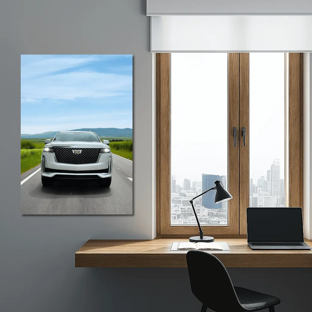 Cadillac Escalade White SUV Open Road – Wall Art