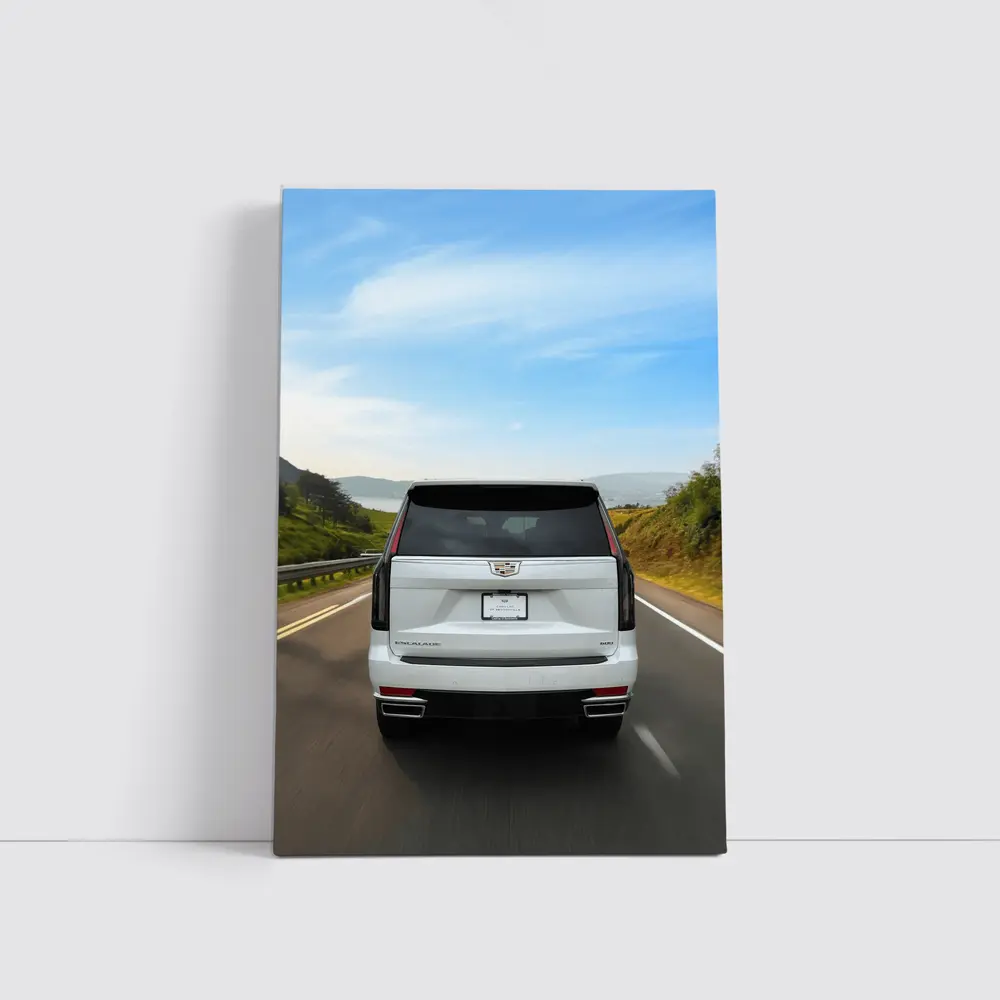 Cadillac Escalade White SUV Open Road – Wall Art