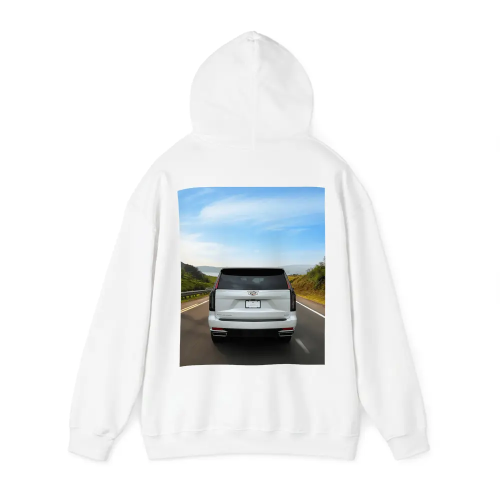 Cadillac Escalade White SUV Open Road – Hoodies
