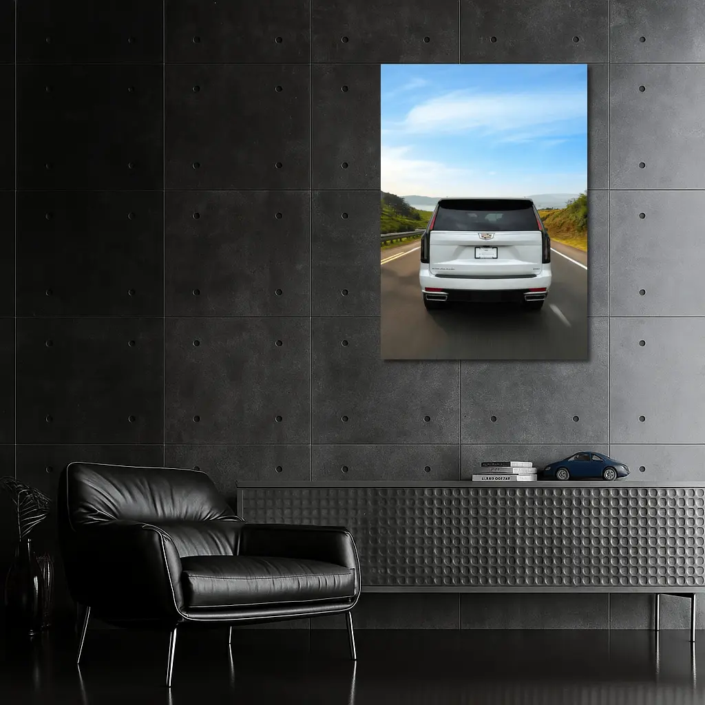 Cadillac Escalade White SUV Open Road – Wall Art