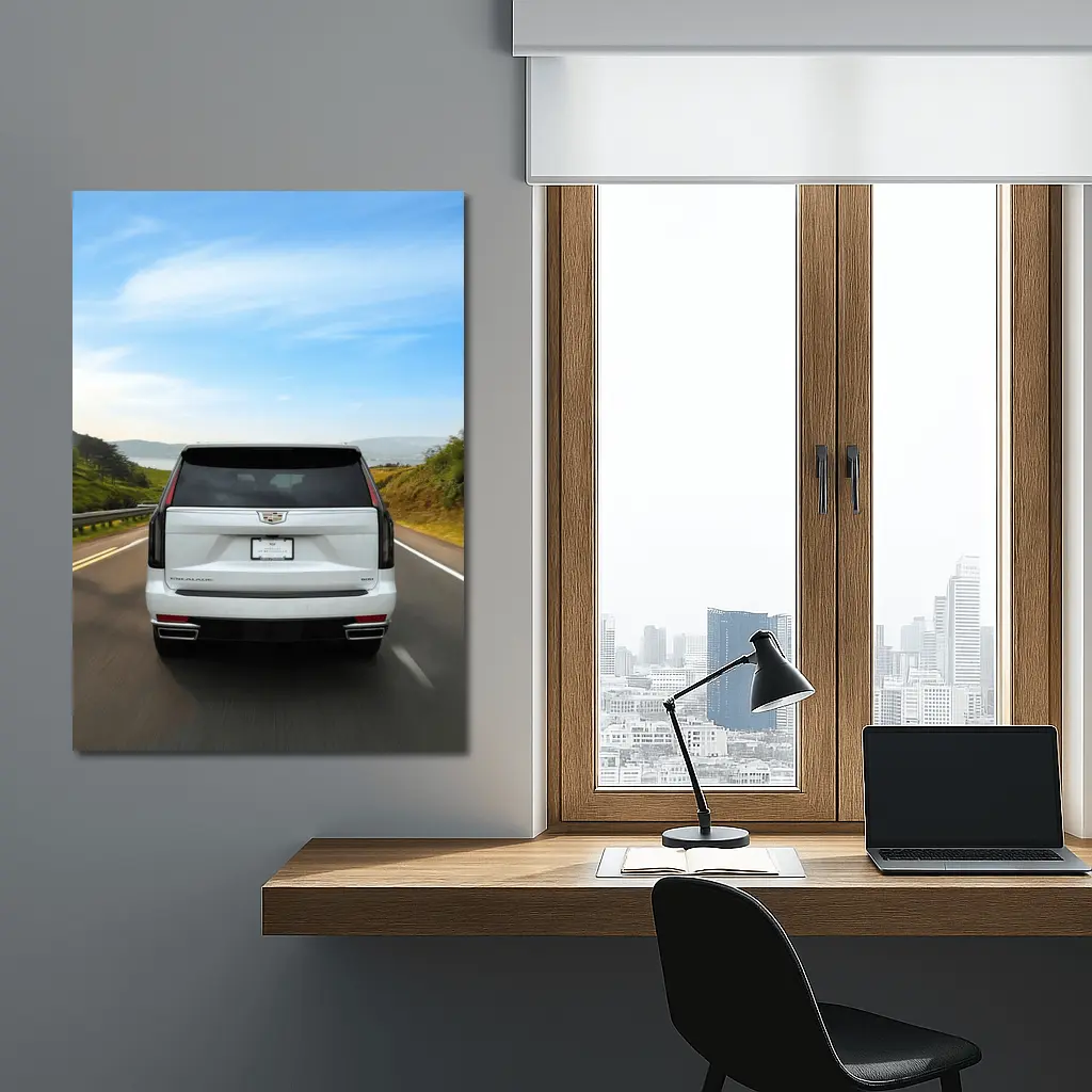 Cadillac Escalade White SUV Open Road – Wall Art