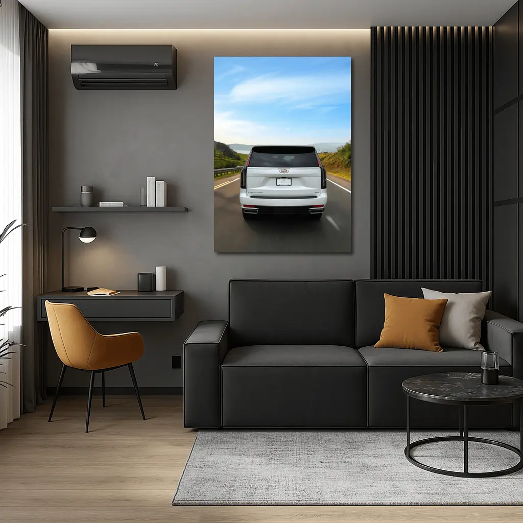 Cadillac Escalade White SUV Open Road – Wall Art