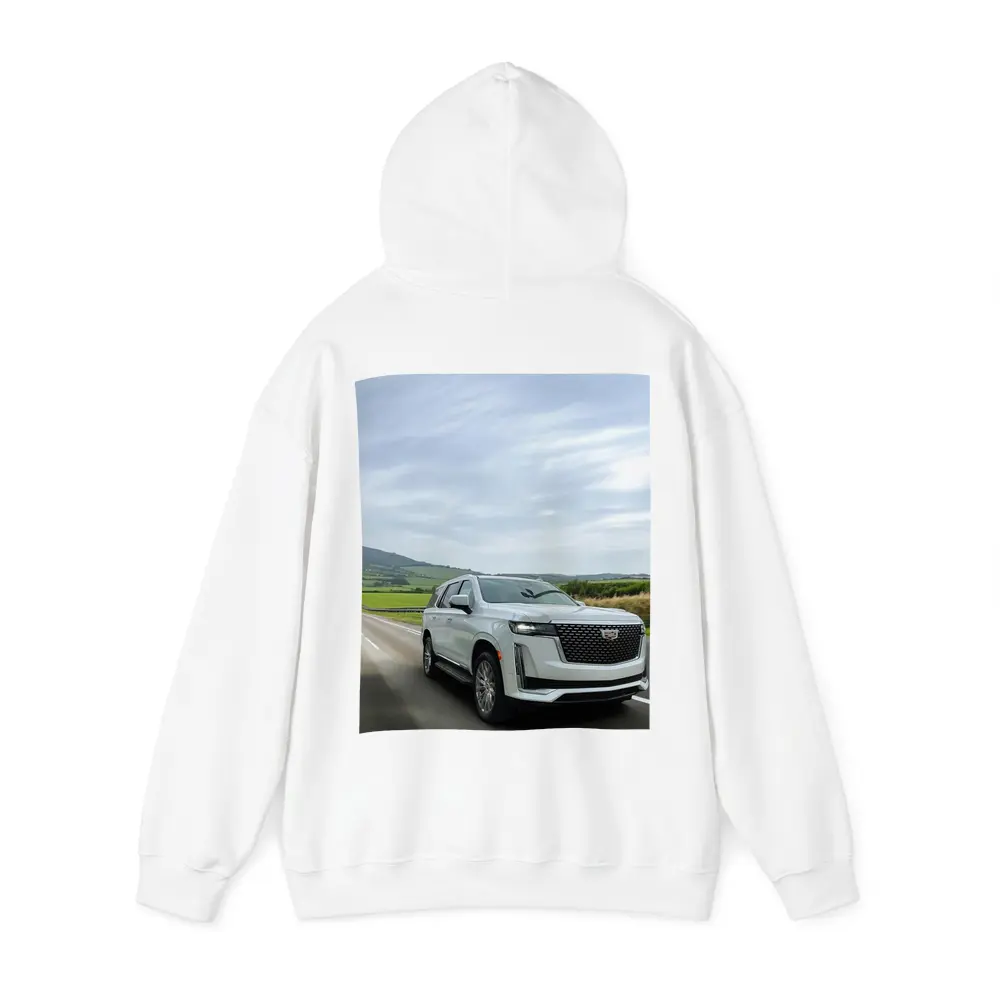 Cadillac Escalade White SUV Open Road – Hoodies