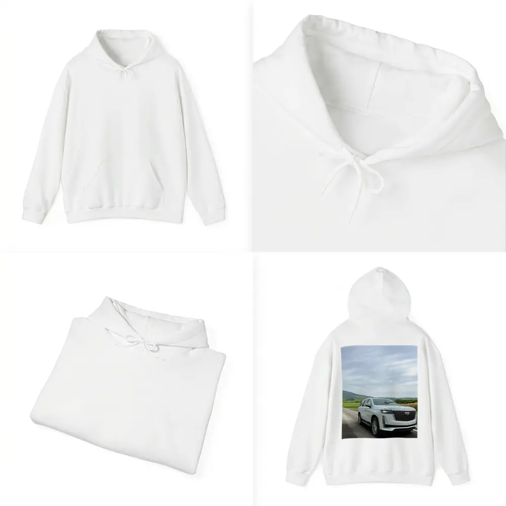 Cadillac Escalade White SUV Open Road – Hoodies