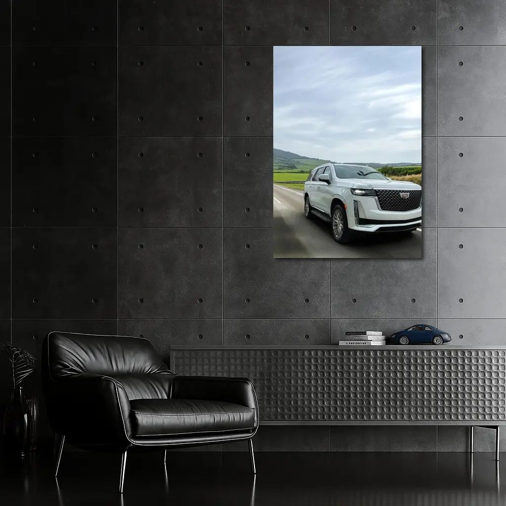 Cadillac Escalade White SUV Open Road – Wall Art