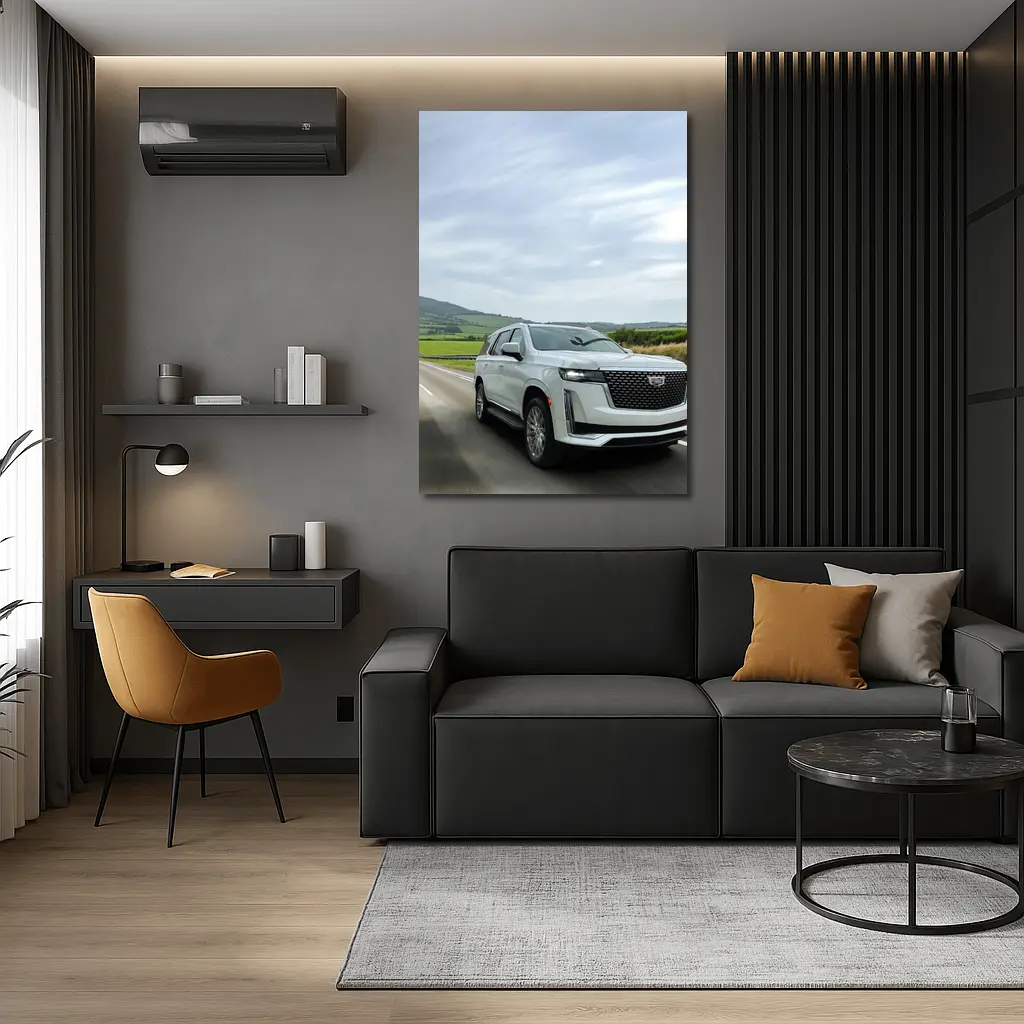 Cadillac Escalade White SUV Open Road – Wall Art