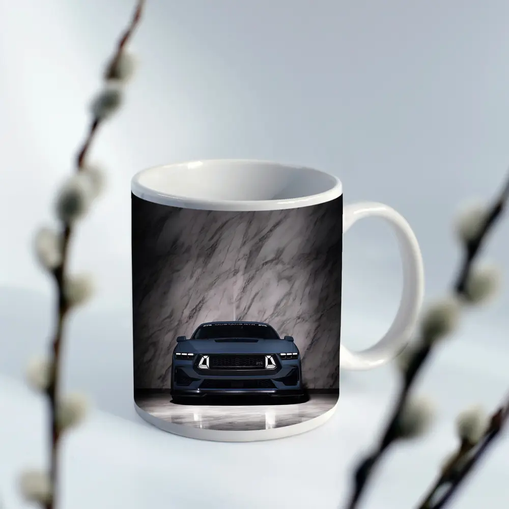 Ford Mustang RTR Dark Front Marble Background – Mugs