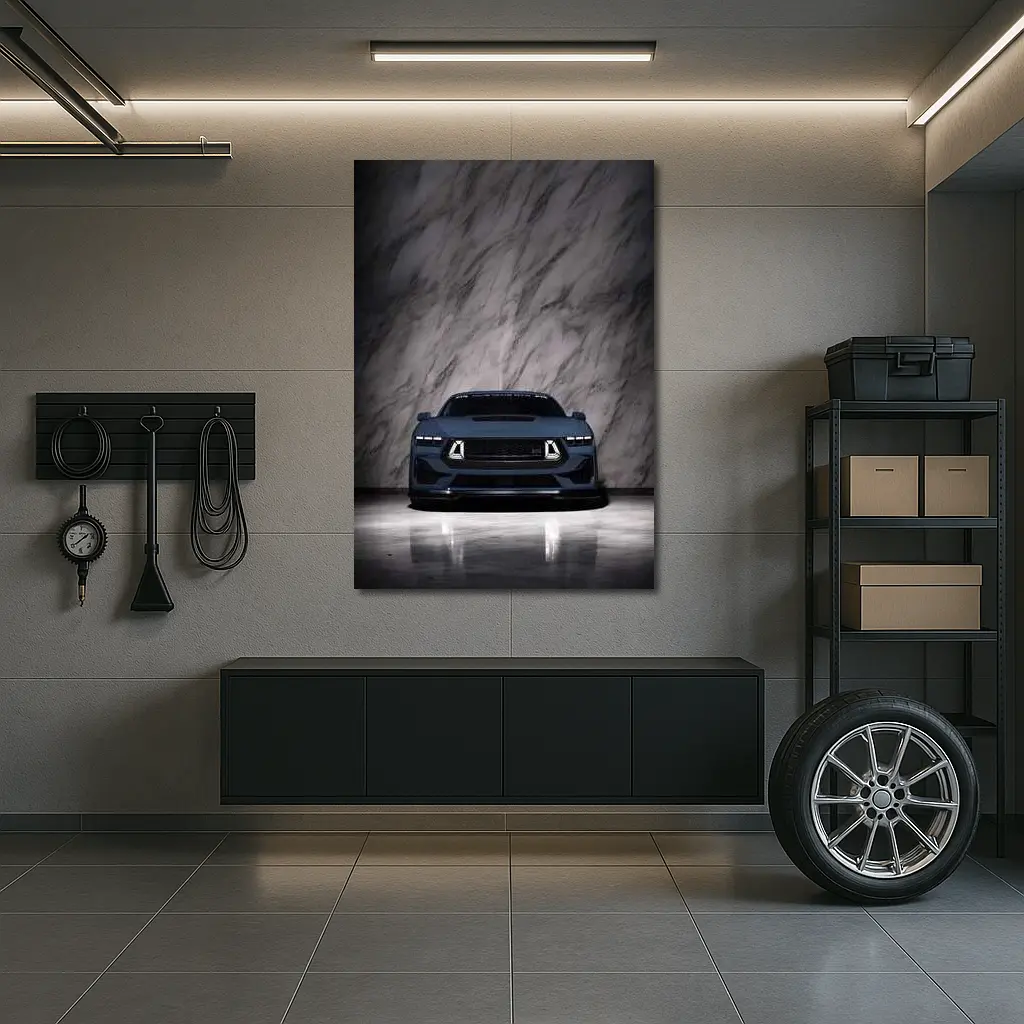 Ford Mustang RTR Dark Front Marble Background – Wall Art