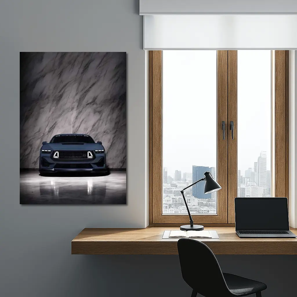 Ford Mustang RTR Dark Front Marble Background – Wall Art