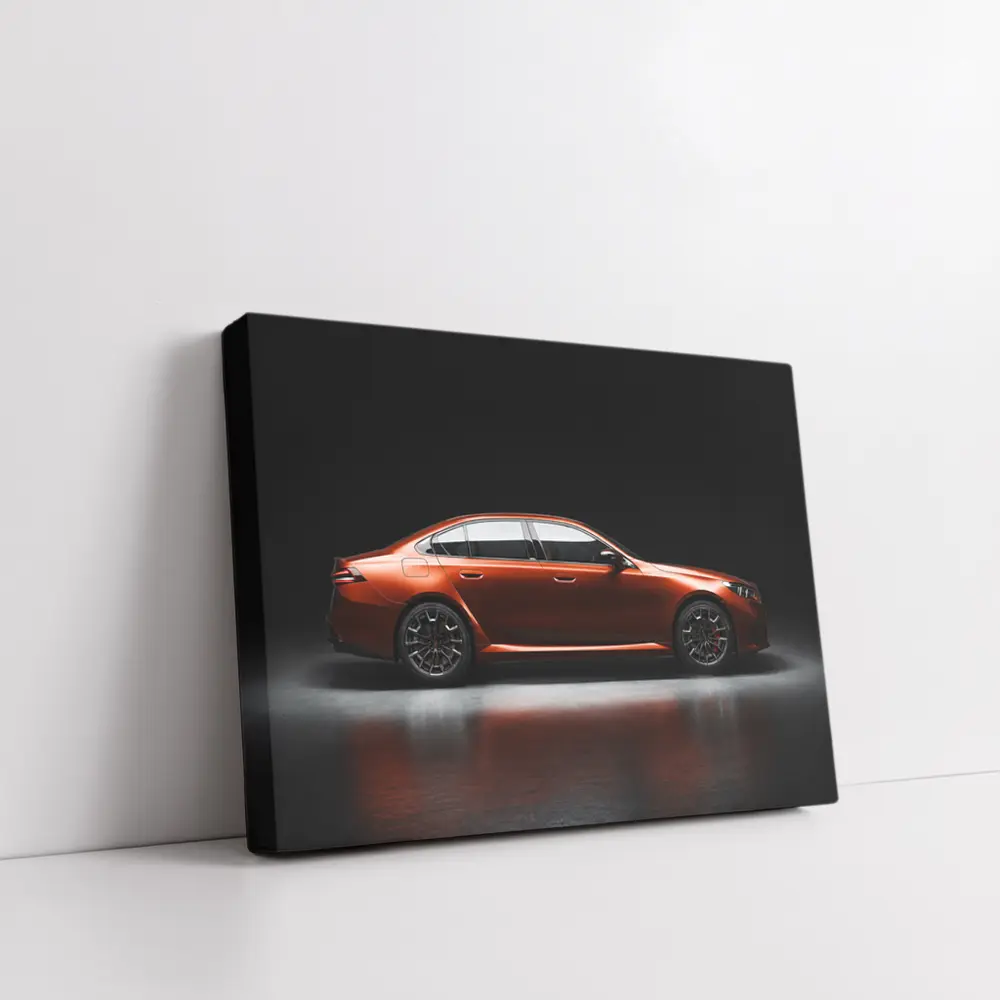 BMW Five Series Orange Dark Studio Side – Wall Art