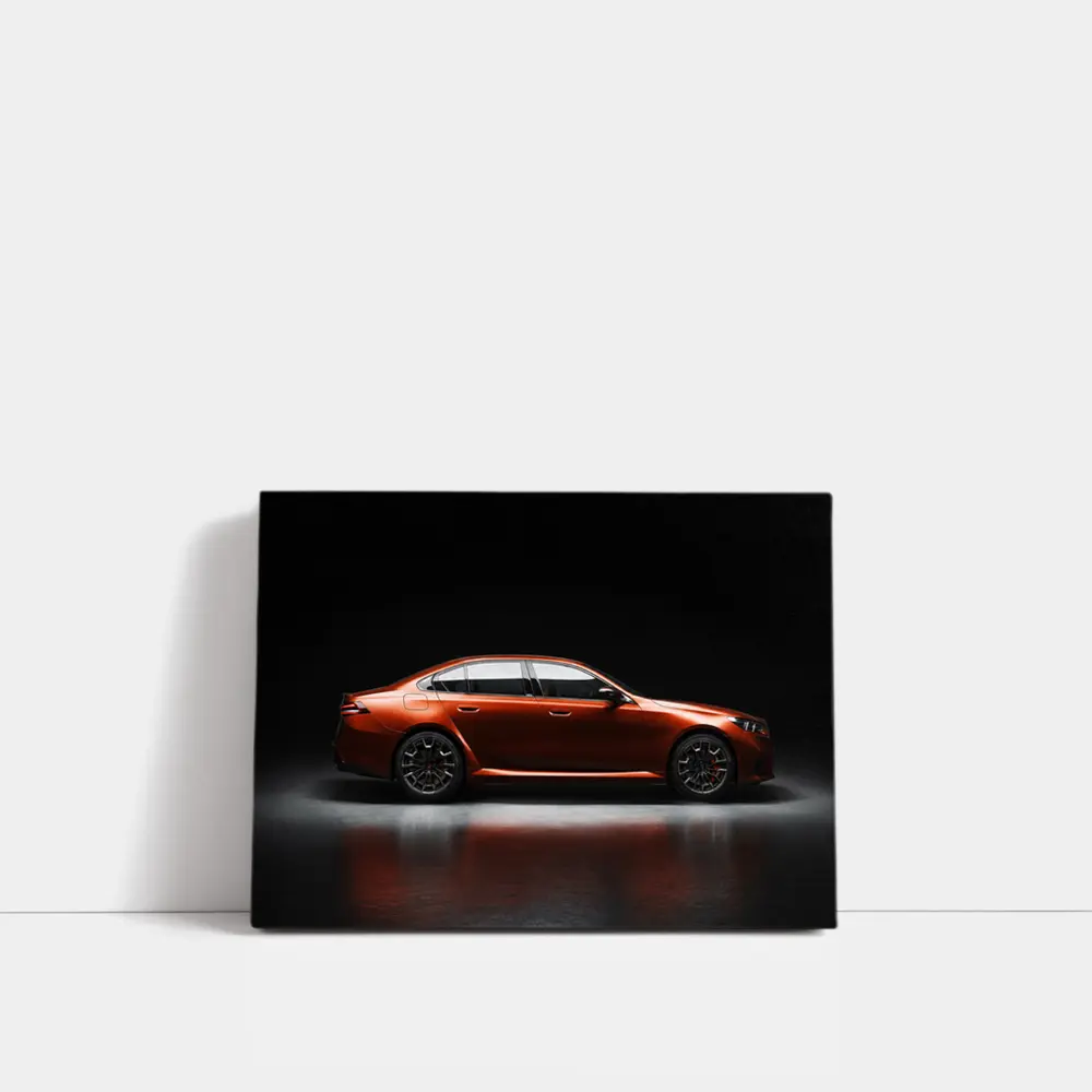 BMW Five Series Orange Dark Studio Side – Wall Art