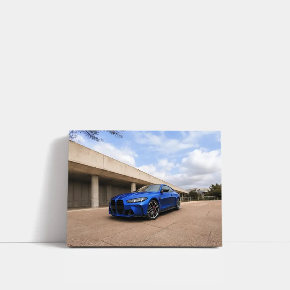 BMW M4 Blue Coupe Concrete Architecture Background – Wall Art