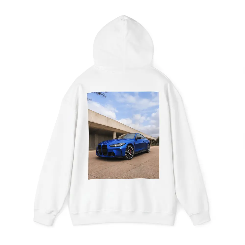 BMW M4 Blue Coupe Concrete Architecture Background – Hoodies