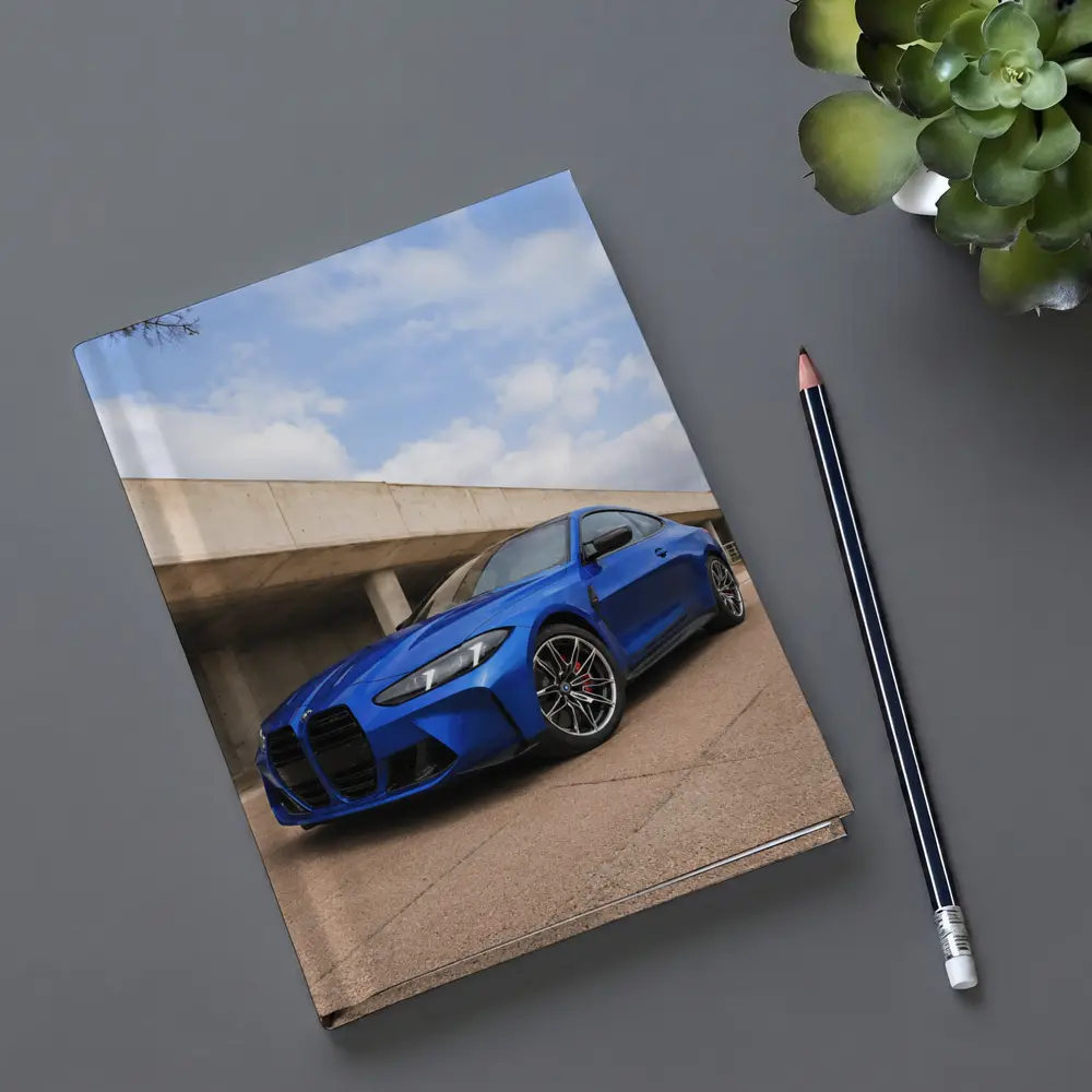 BMW M4 Blue Coupe Concrete Architecture Background – Notebooks