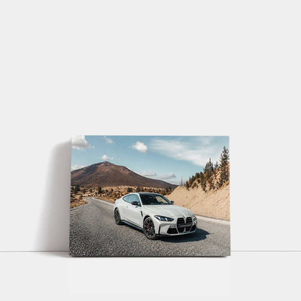 BMW M4 White Coupe Mountain Road – Wall Art
