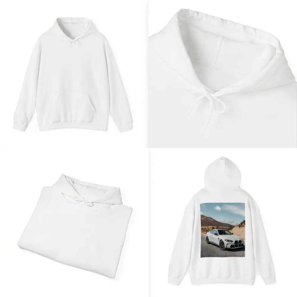 BMW M4 White Coupe Mountain Road – Hoodies