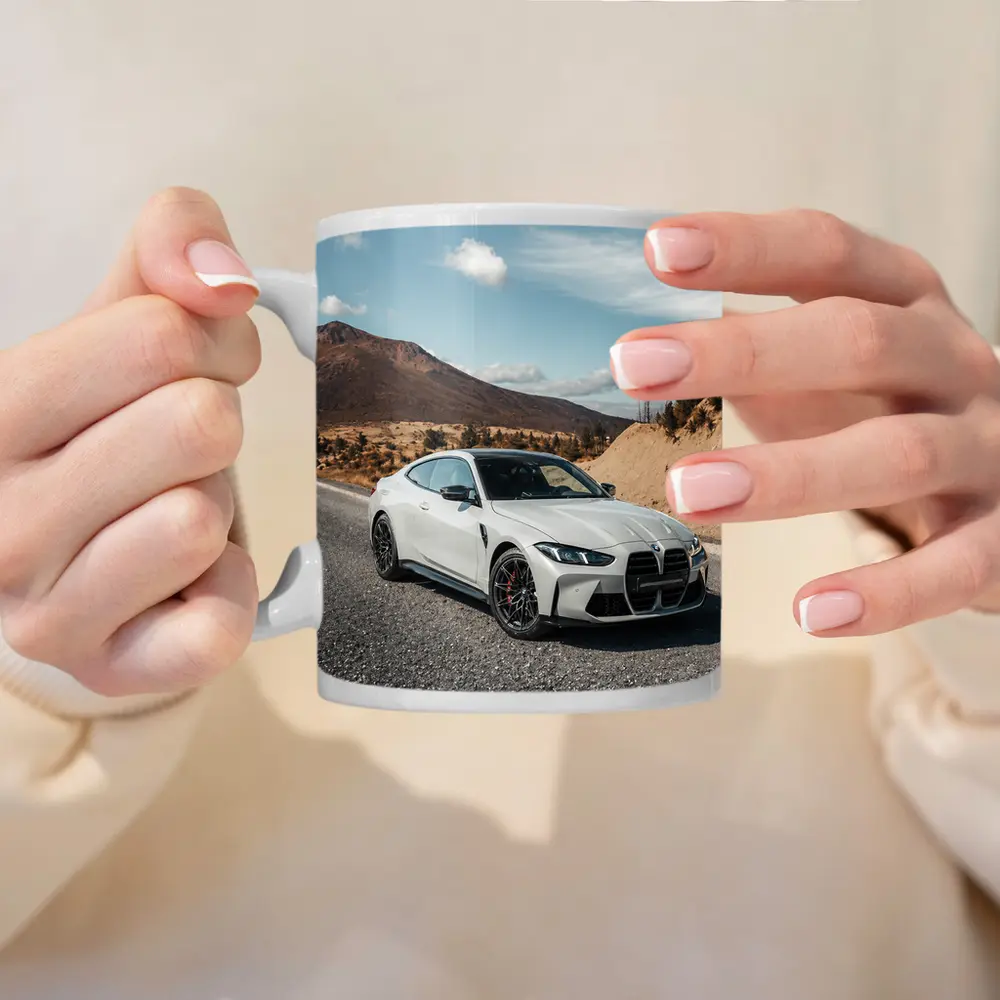 BMW M4 White Coupe Mountain Road – Mugs